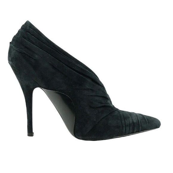 Alexander Wang Maja Black Ruched Suede D'Orsay Pumps Size 38 - Picture 1 of 7
